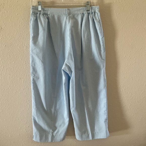 Vtg Alfred Dunner Capri Set Blue/White Stripe Seersucker Grandmacore Size 10P - Picture 5 of 16